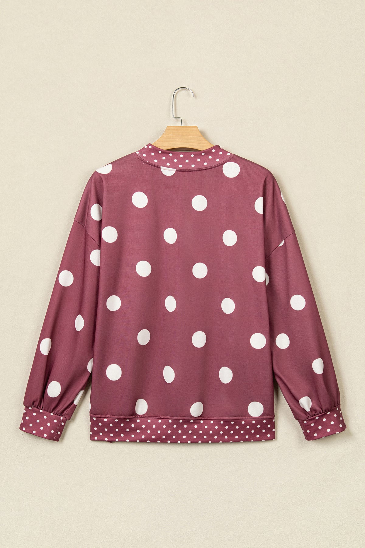 Polka Dot Print Contrast Detail Oversized Sweatshirt