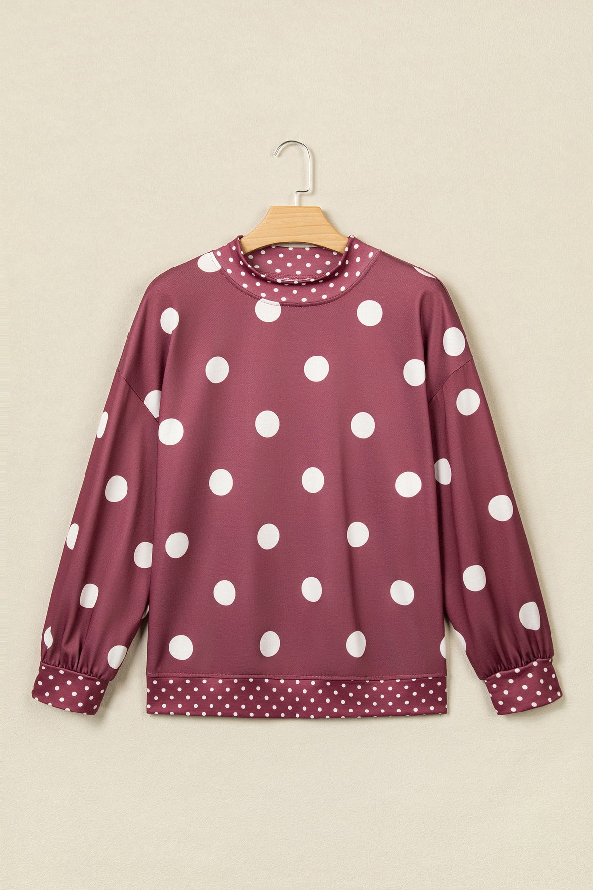 Polka Dot Print Contrast Detail Oversized Sweatshirt