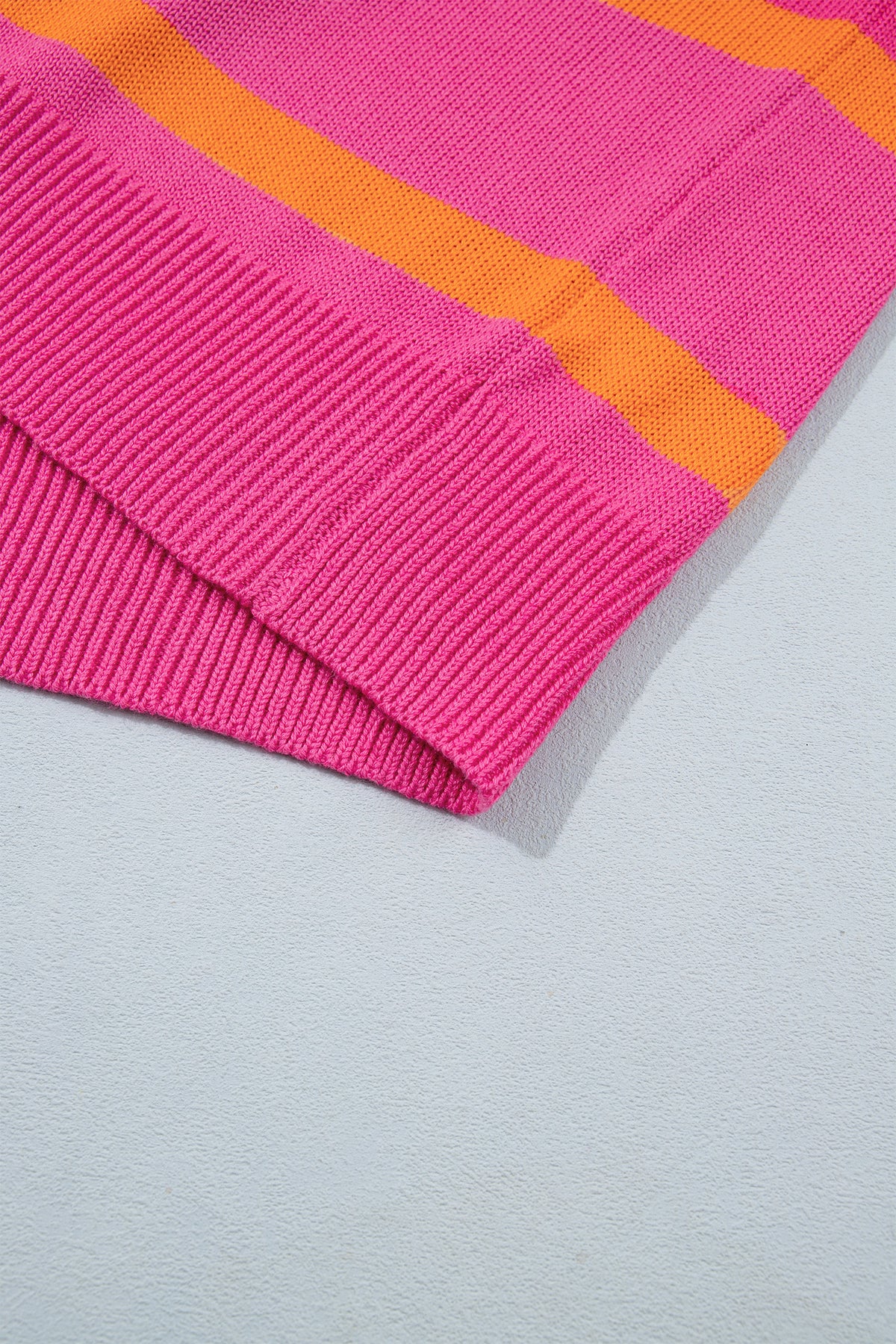 Striped Knit Short Sleeve Sweater