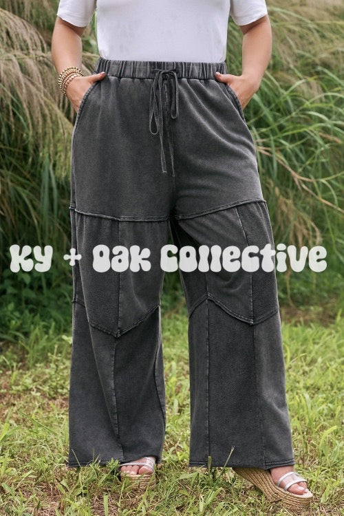 Mineral Wash Exposed Seam Flowy Pants