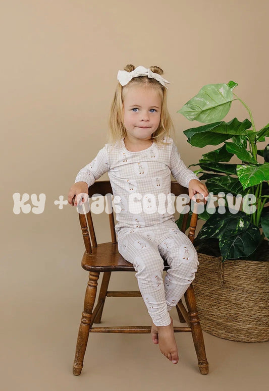 Bamboo Two Piece Set | Gingham + Geese  - RTS
