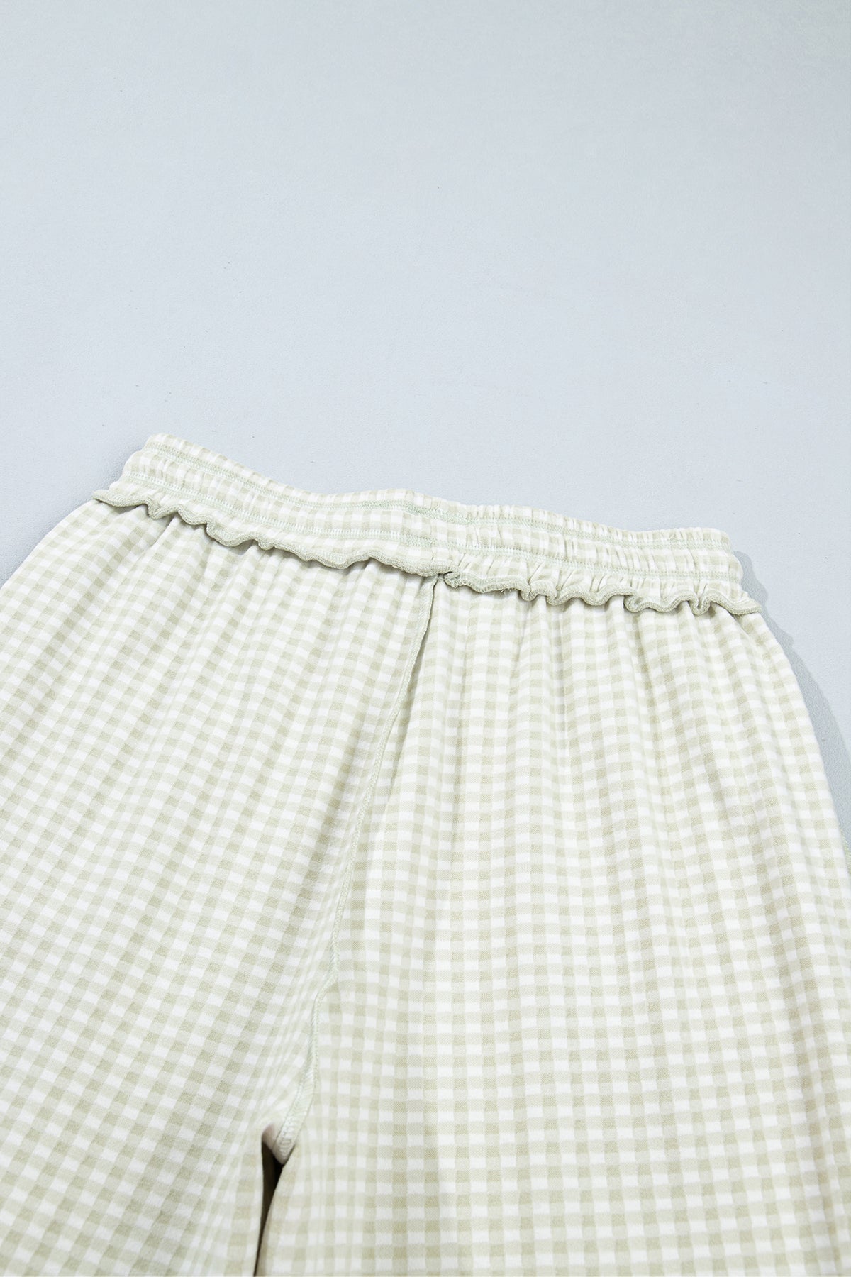Plaid Contrast Trim Drawstring Elastic Waist Shift Pants