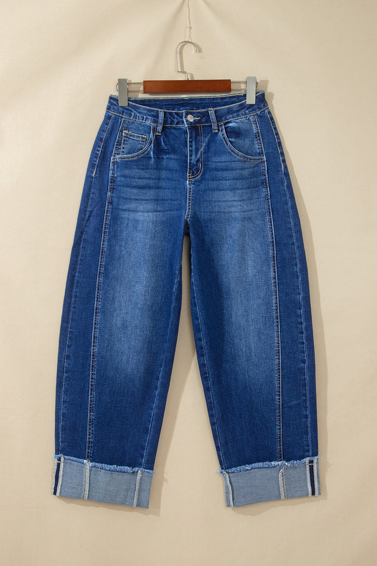 Raw Hem Loose Ankle-length Jeans