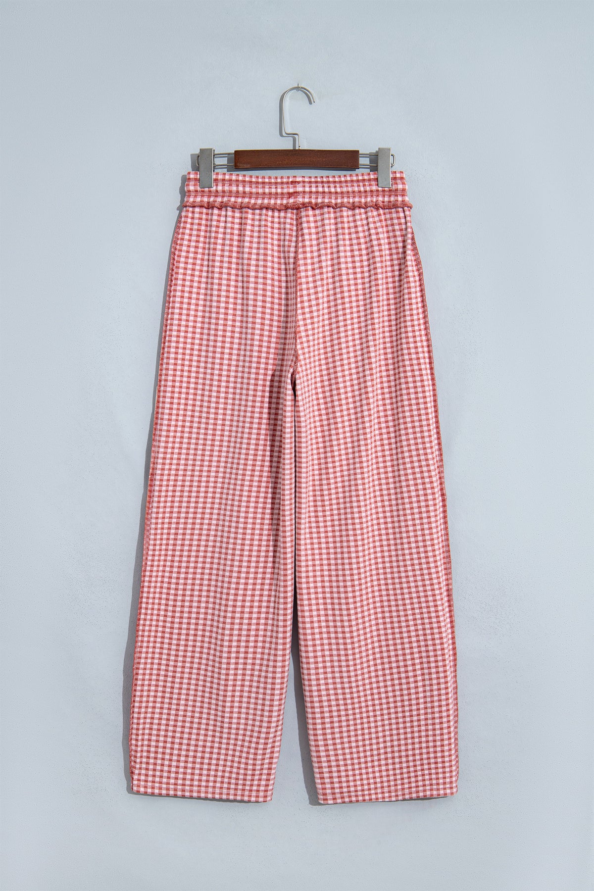 Plaid Contrast Trim Drawstring Elastic Waist Shift Pants