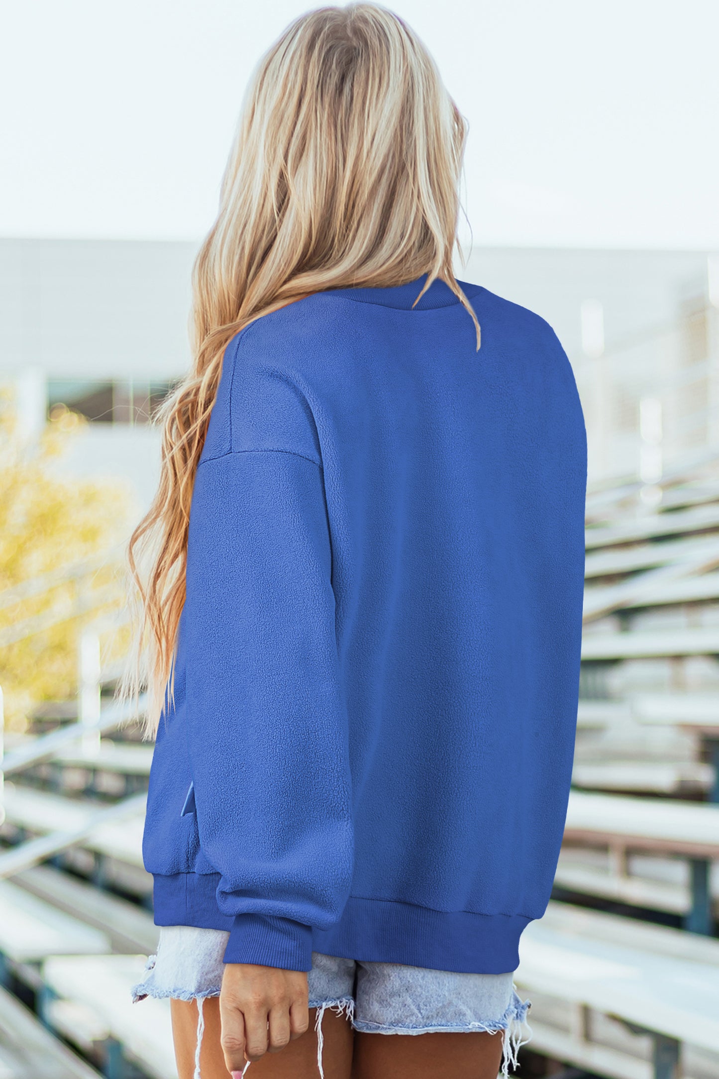 Oversized Drop Shoulder Reversible Mock Neck Sweatshirt