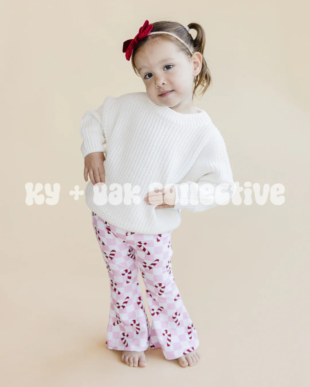Checkered Candy Cane Flare Pants | Pink - RTS