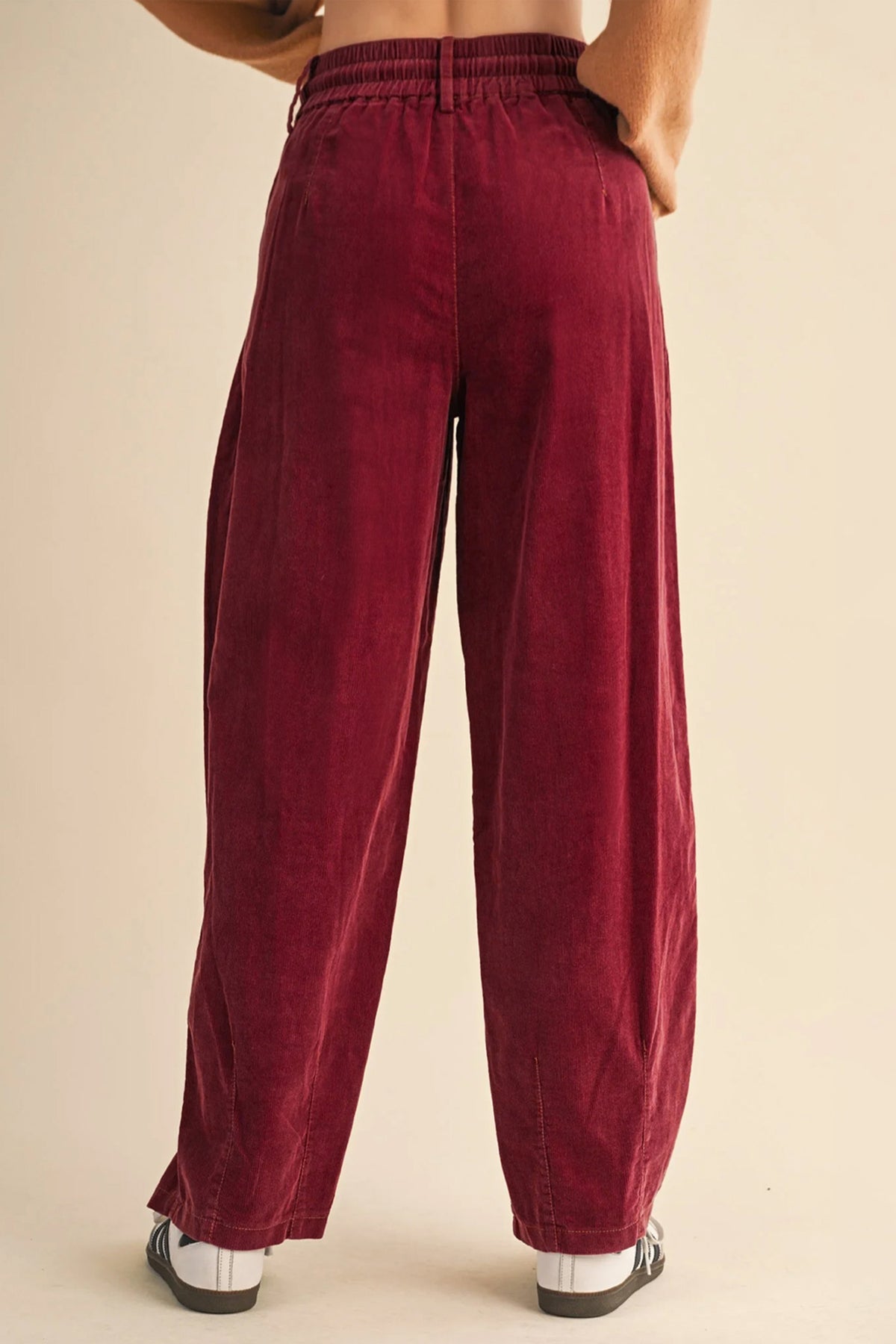 Elastic Waist Drawstring Corduroy Casual Pants