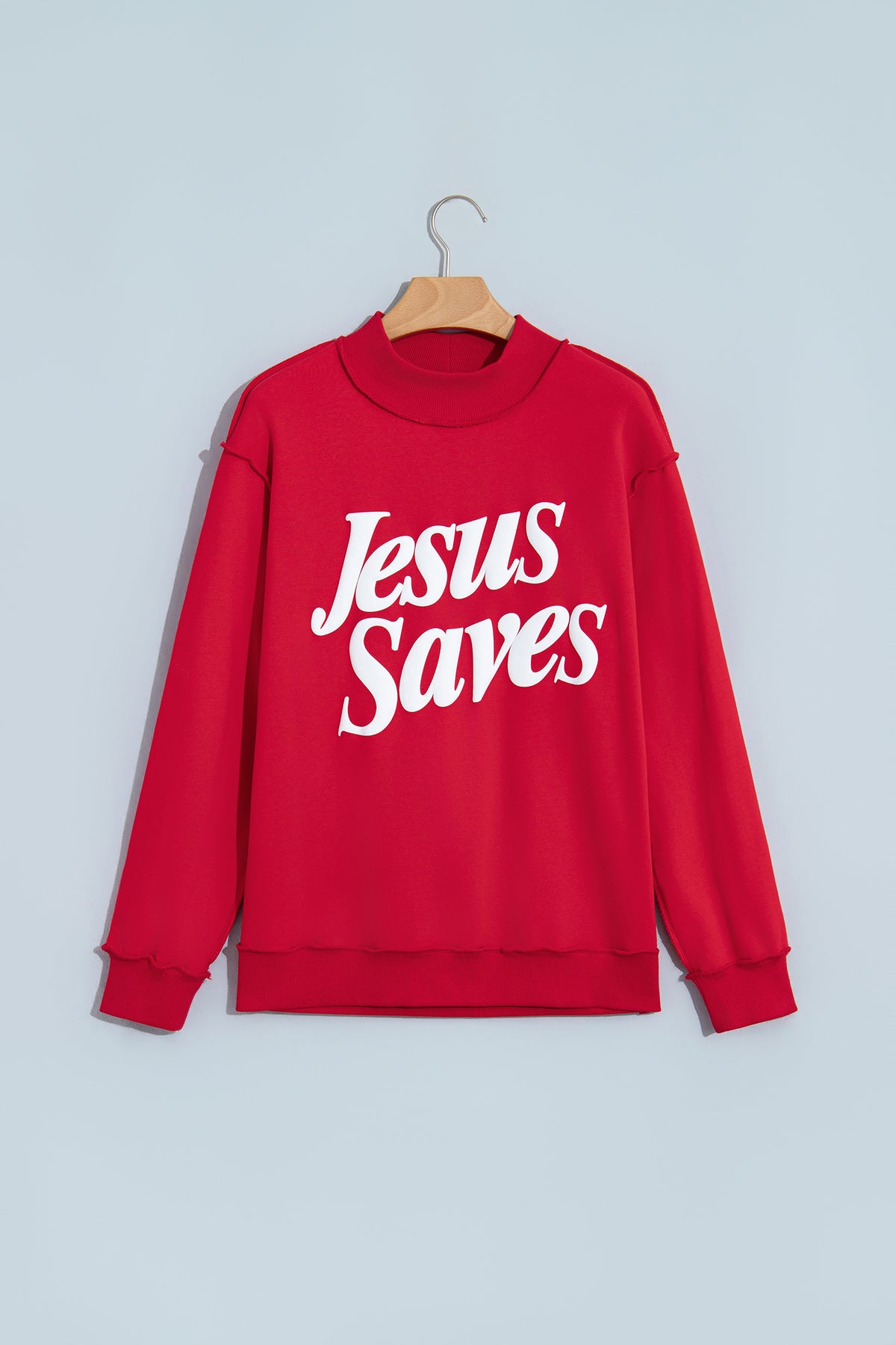 Fiery Red Jesus Saves Baggy Sweatshirt