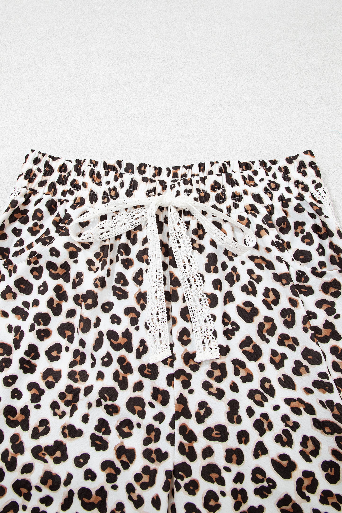Black Leopard Print Ankle-Length Elastic Waist Pants