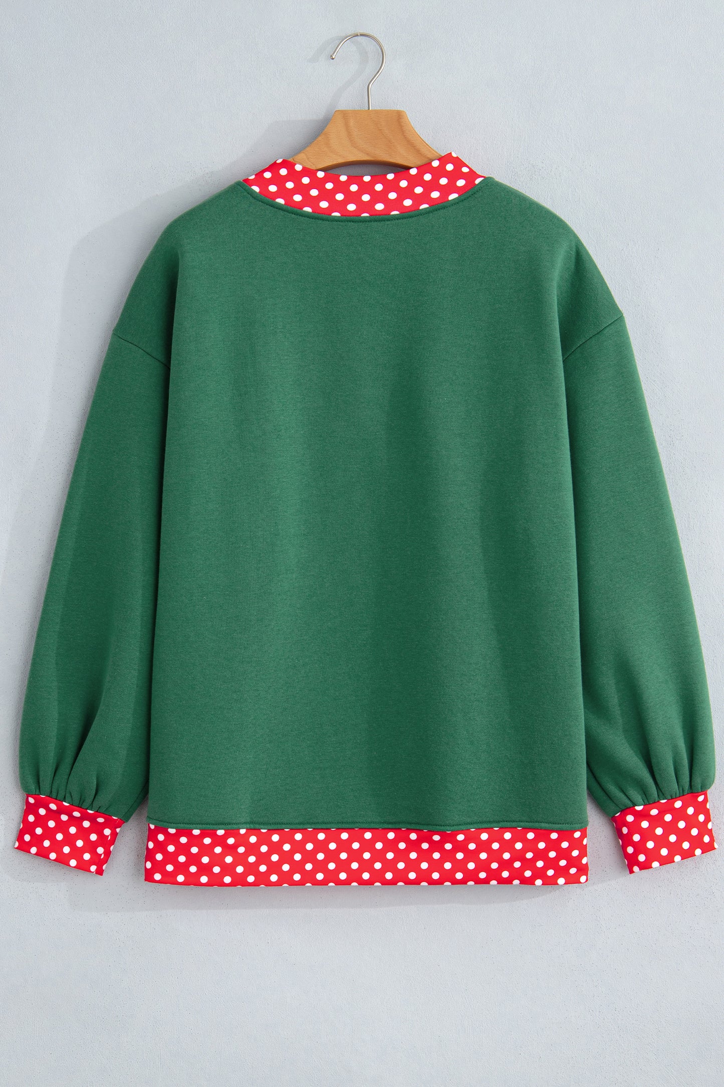 Pink Colorblock Polka Dot Contrast Trim Oversized Sweatshirt