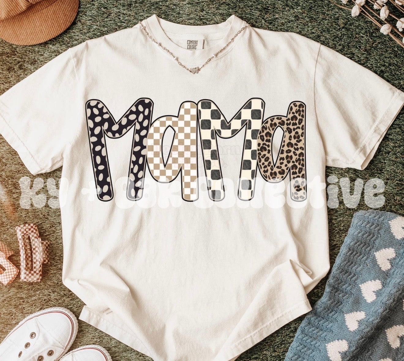Neutral Dots + Checks Mama