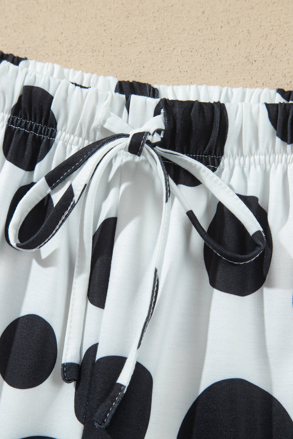 Polka Dot Long Sleeve Top Drawstring Relaxed Pants Set
