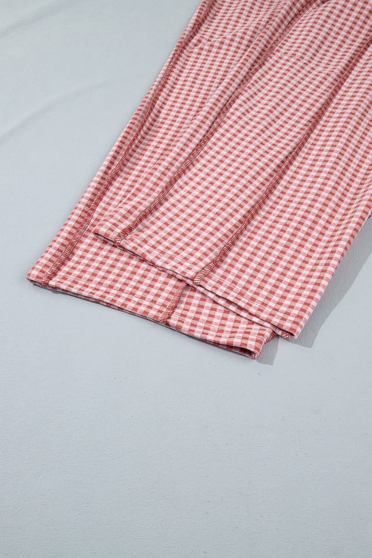 Plaid Contrast Trim Drawstring Elastic Waist Shift Pants