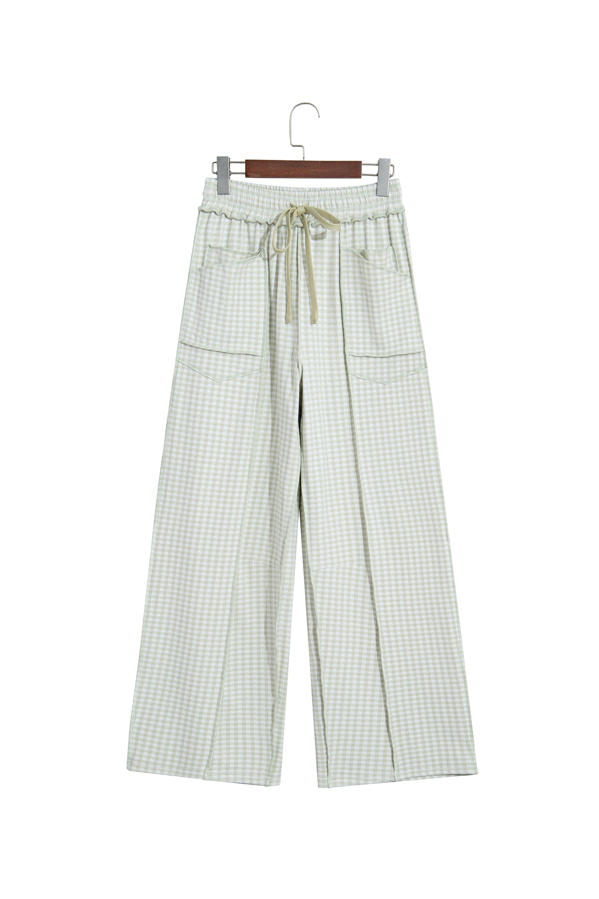 Plaid Contrast Trim Drawstring Elastic Waist Shift Pants