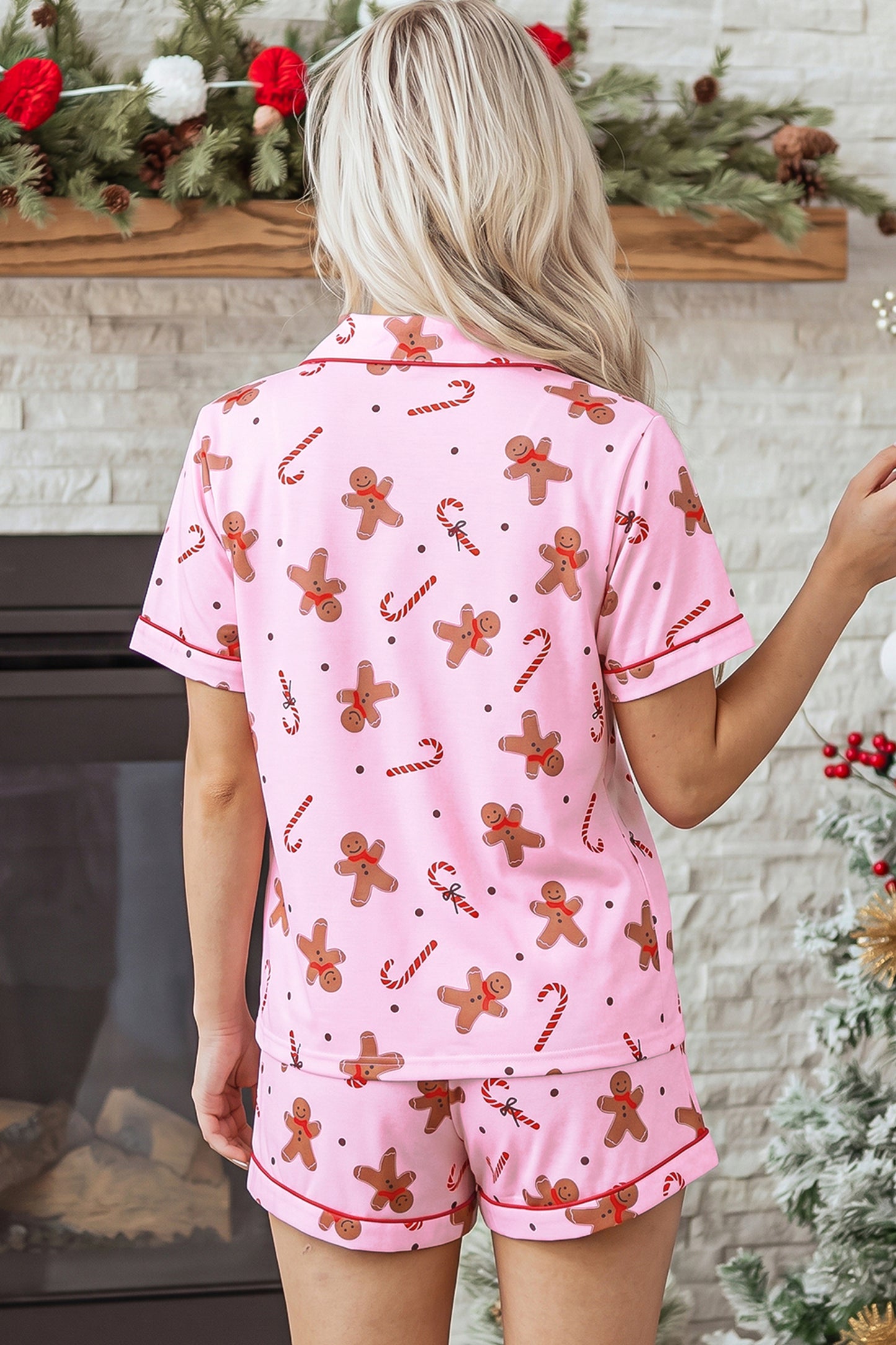 Pink Short Sleeve Lounge Set