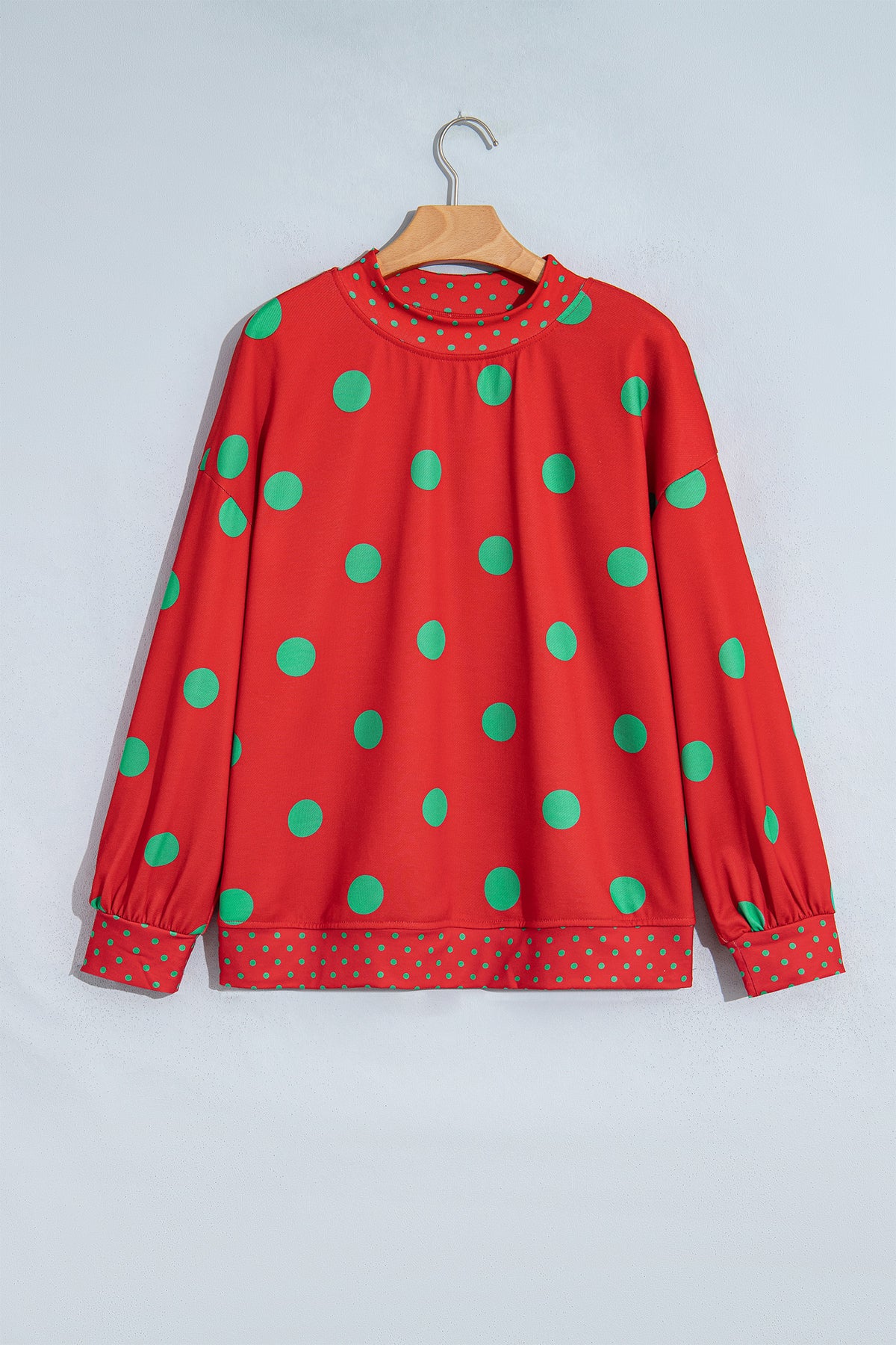 Polka Dot Print Contrast Detail Oversized Sweatshirt