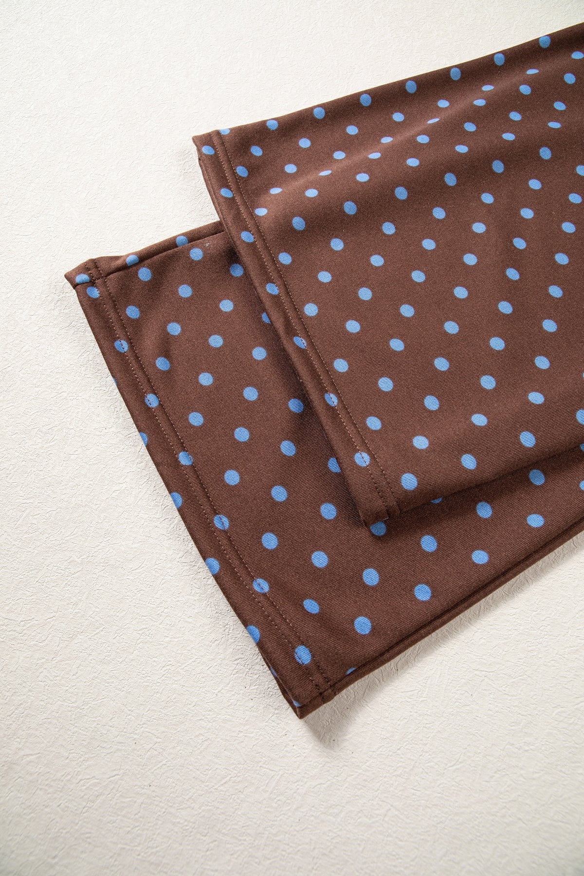 Polka Dot Drawstring Wide Leg Long Sleeve Top Pant Set