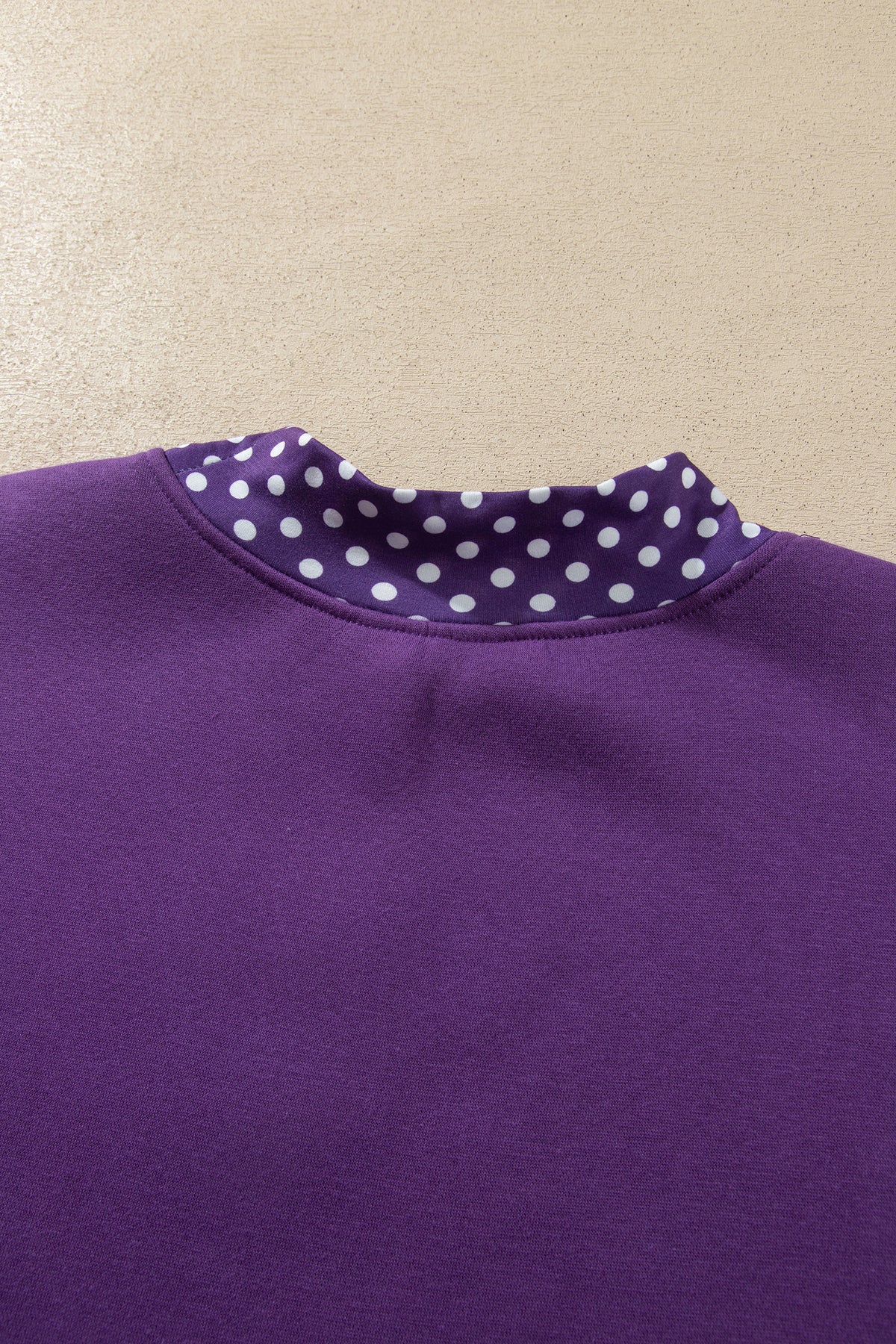 Polka Dot Patchwork Round Neck Plus Size Sweatshirt