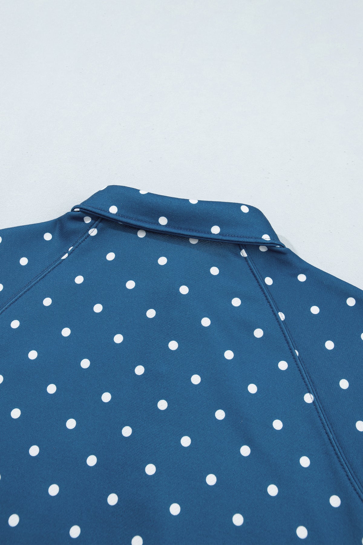 Polka Dot Print Metal Button Collar Casual Pullover