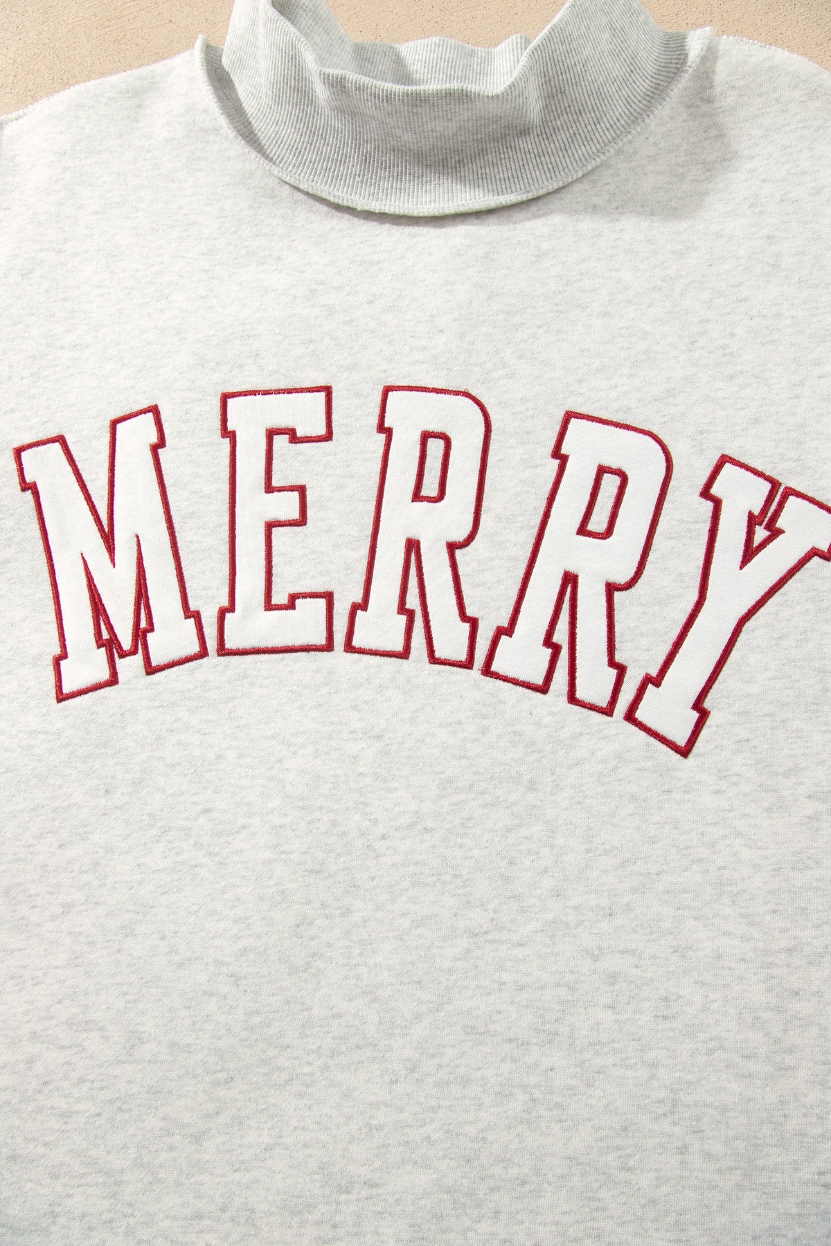 MERRY Embroidered Letter Pullover Sweatshirt