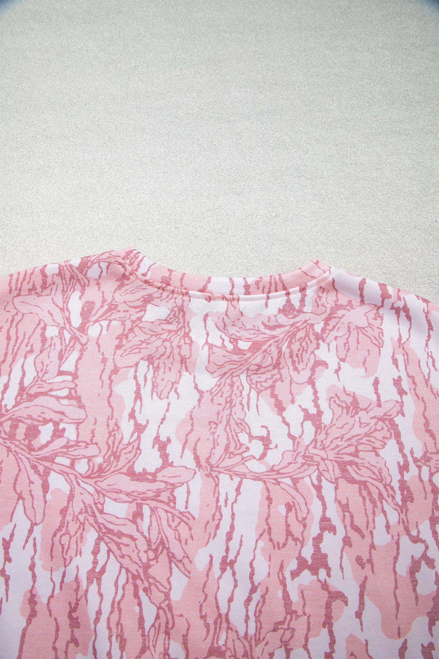 Pink Abstract Floral Print Loose Pullover Drawstring Pants 2pcs Set