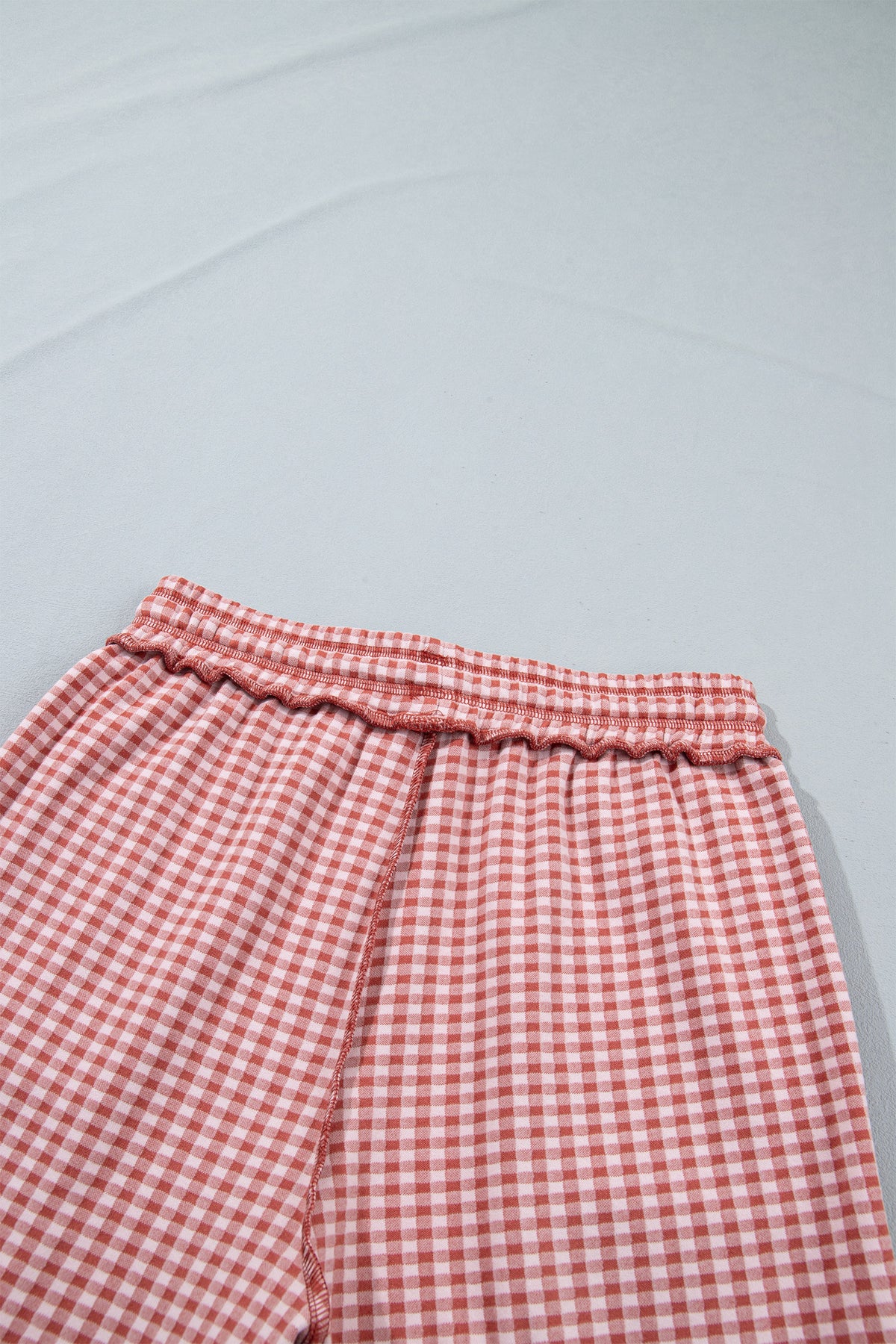 Plaid Contrast Trim Drawstring Elastic Waist Shift Pants