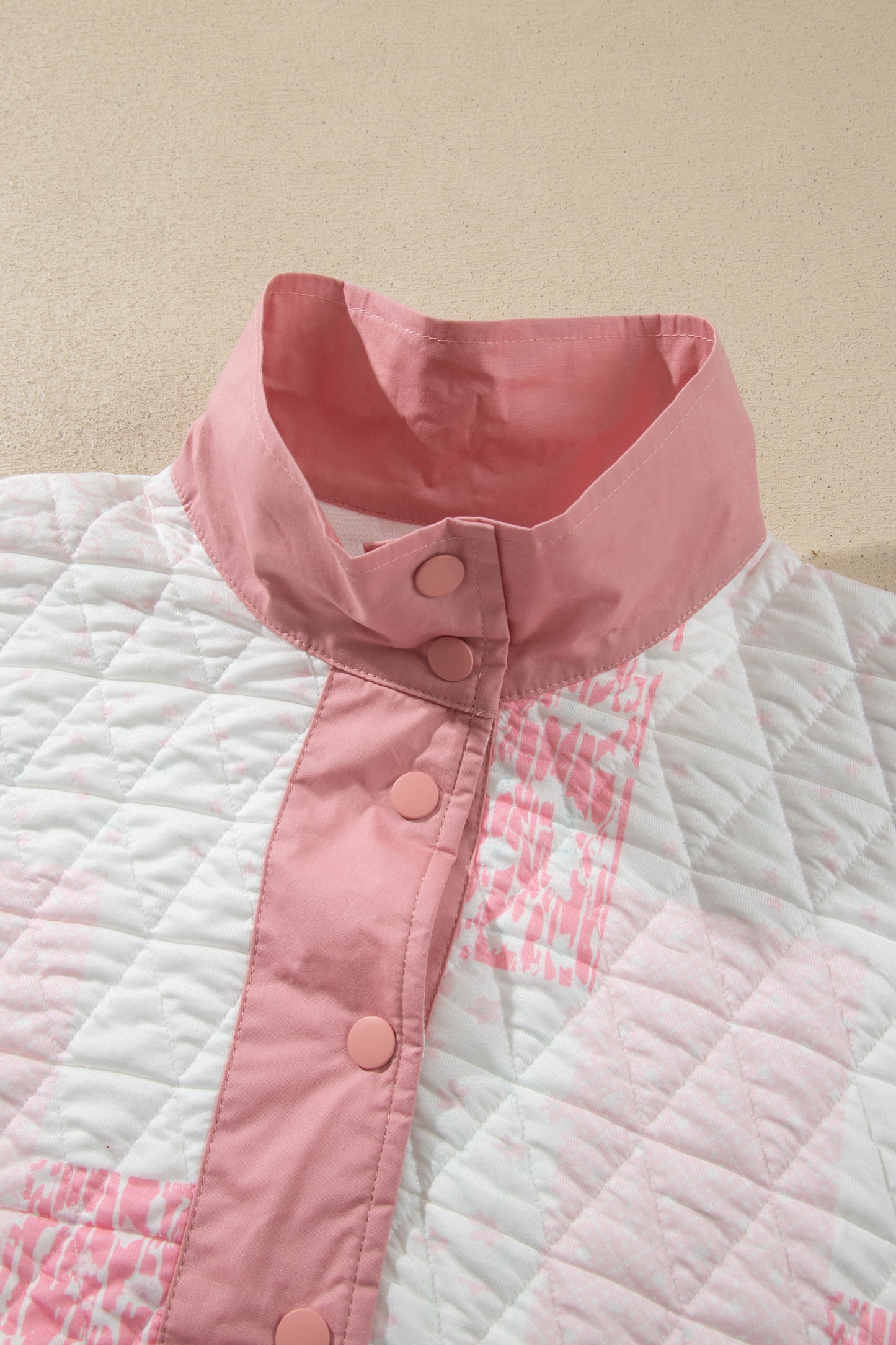 Multicolour Floral Quilted Half Button Pocketed Pullover Sweatshirt