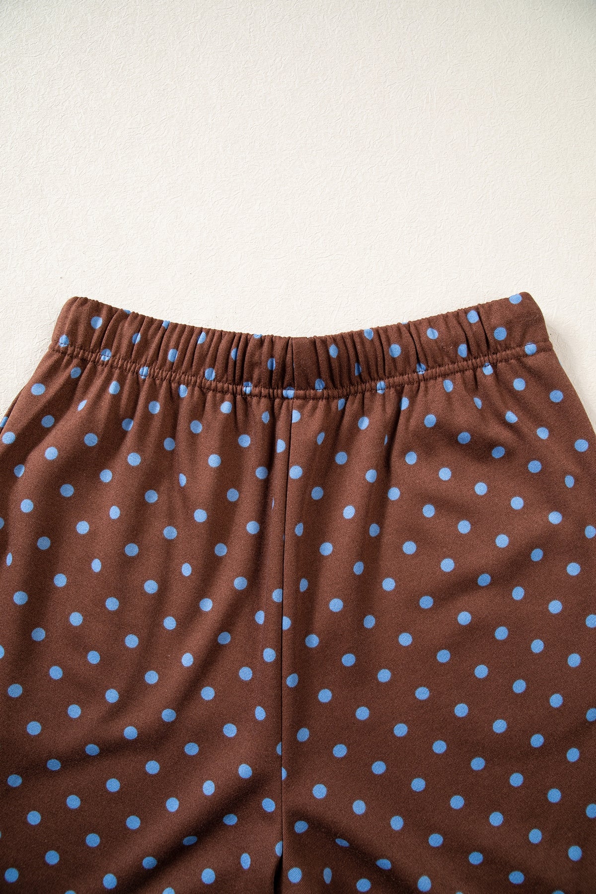Polka Dot Drawstring Wide Leg Long Sleeve Top Pant Set