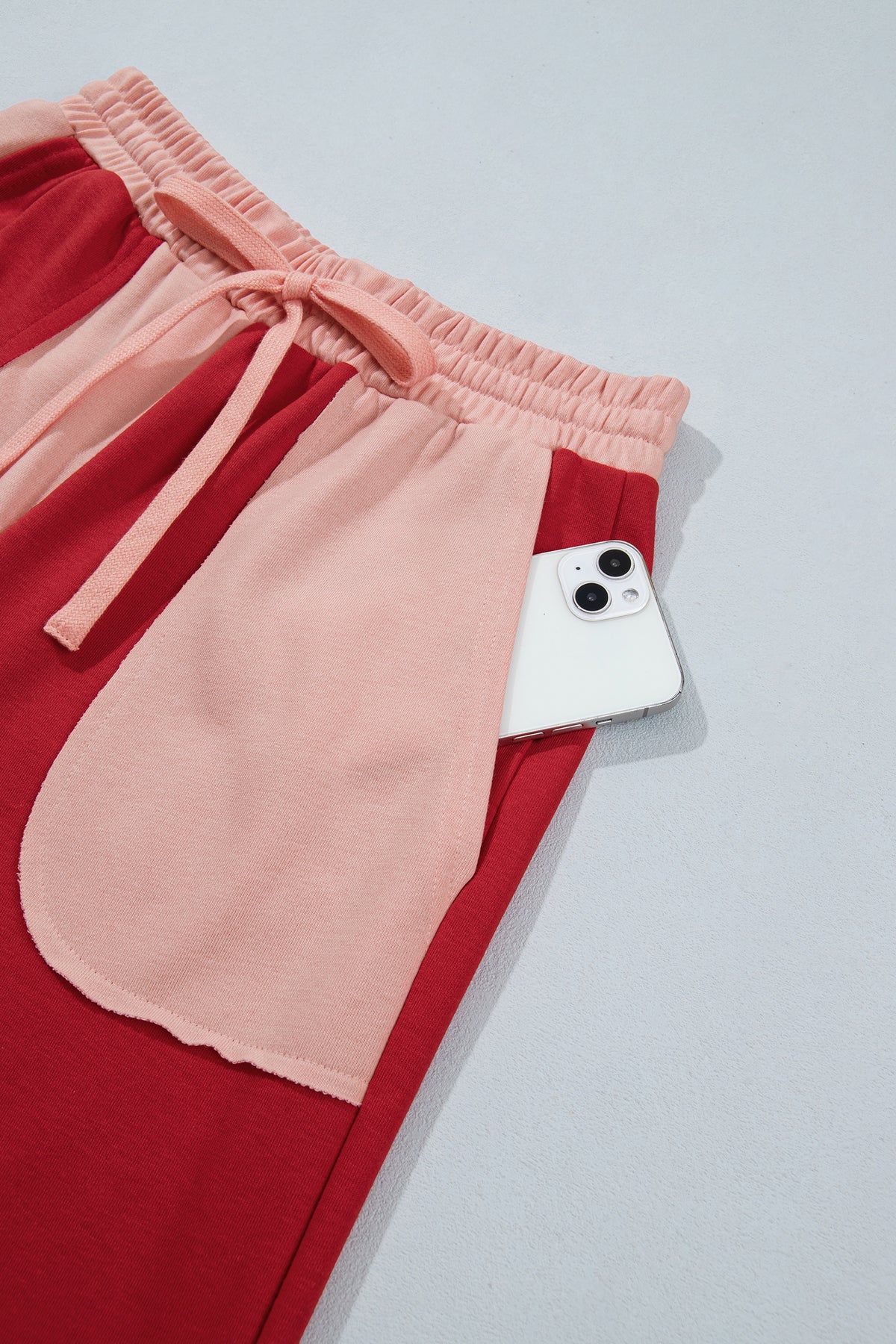 Raw Seam Colorblock Wide Leg Ankle Length Pants