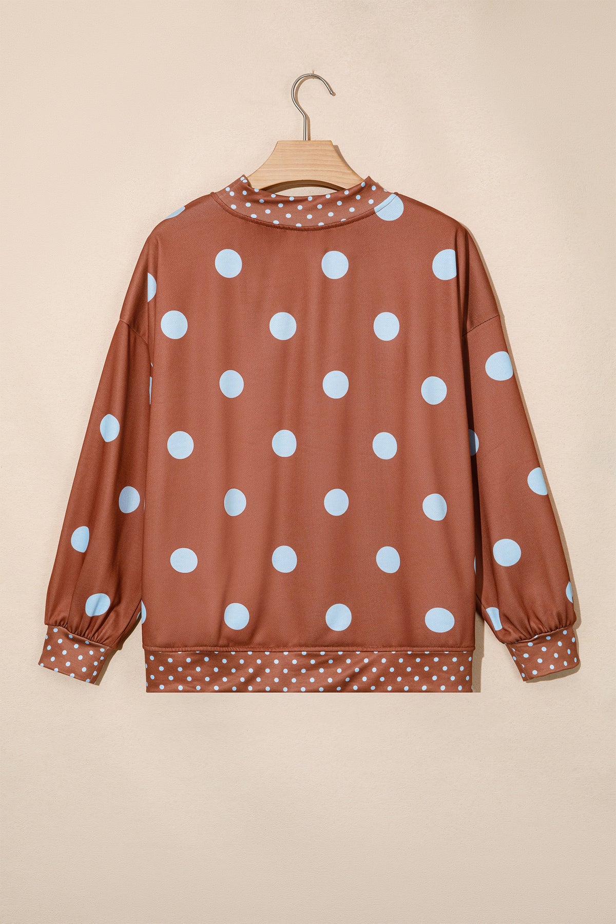 Polka Dot Print Contrast Detail Oversized Sweatshirt