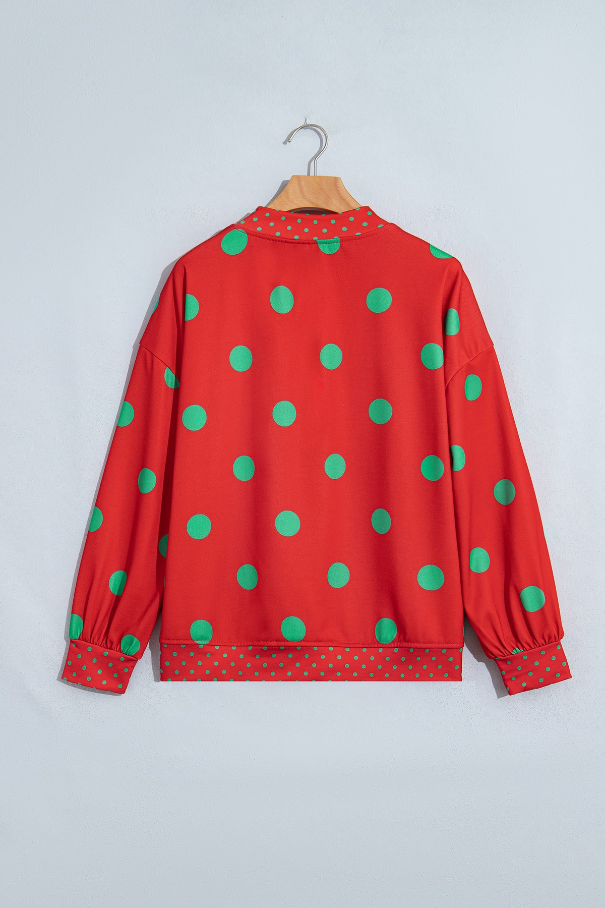Polka Dot Print Contrast Detail Oversized Sweatshirt