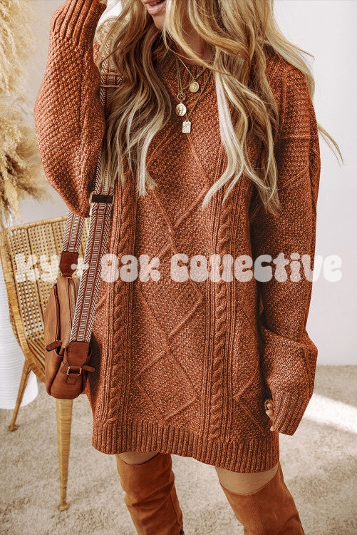 Cable Knit Loose Fit Sweater Dress