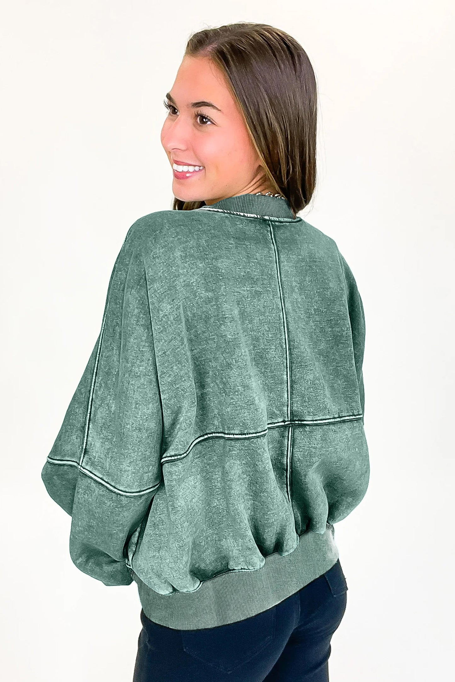 Evergreen Mineral Washed Zip Jacket Sweatshirt