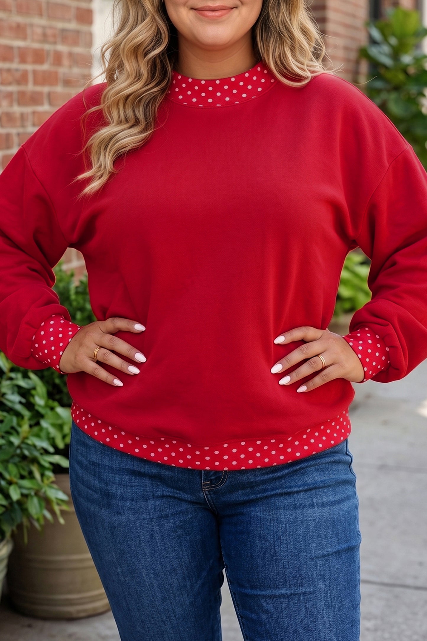 Polka Dot Accents Sweatshirt