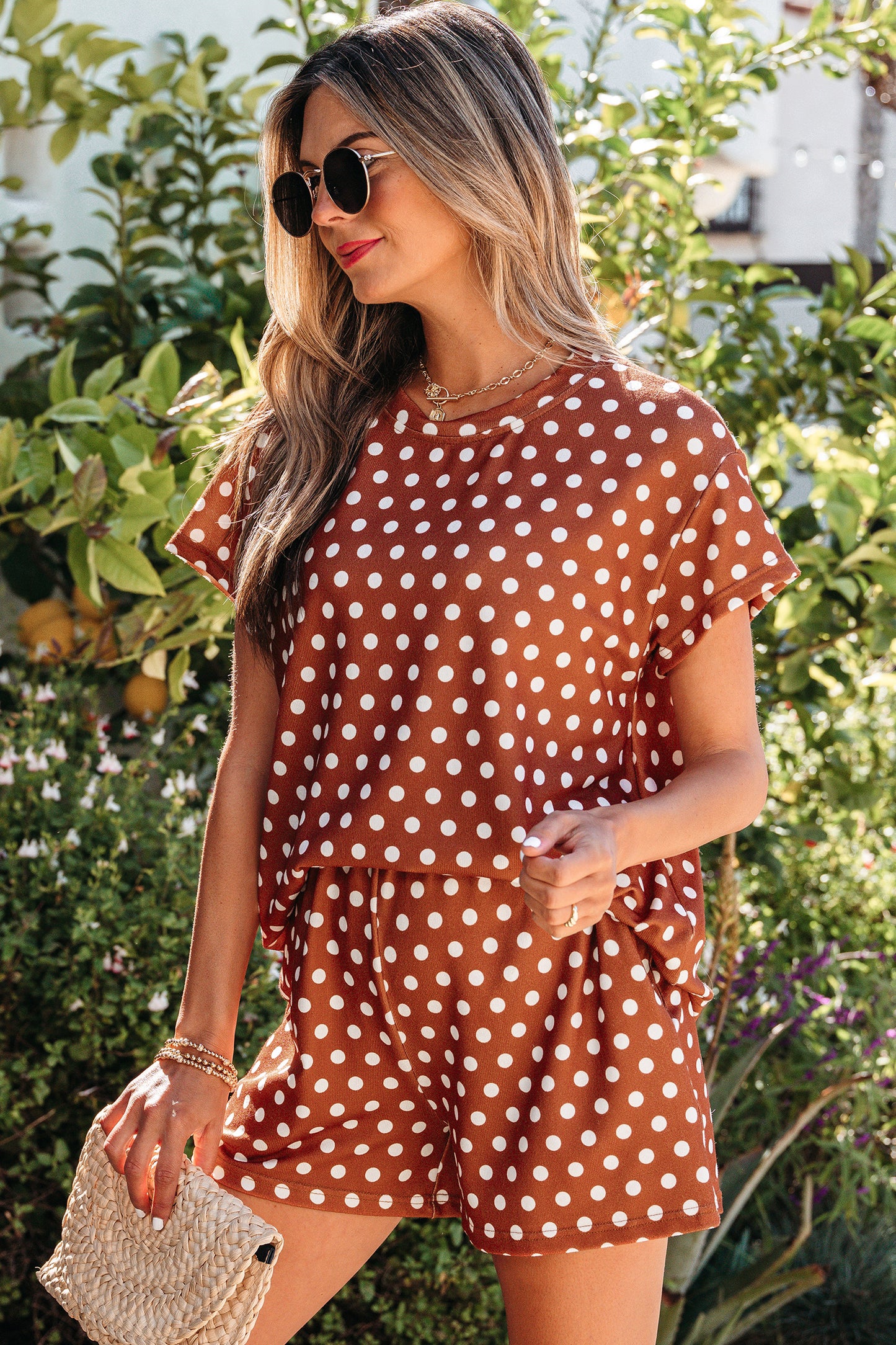 Pink Polka Dot Print Short Set
