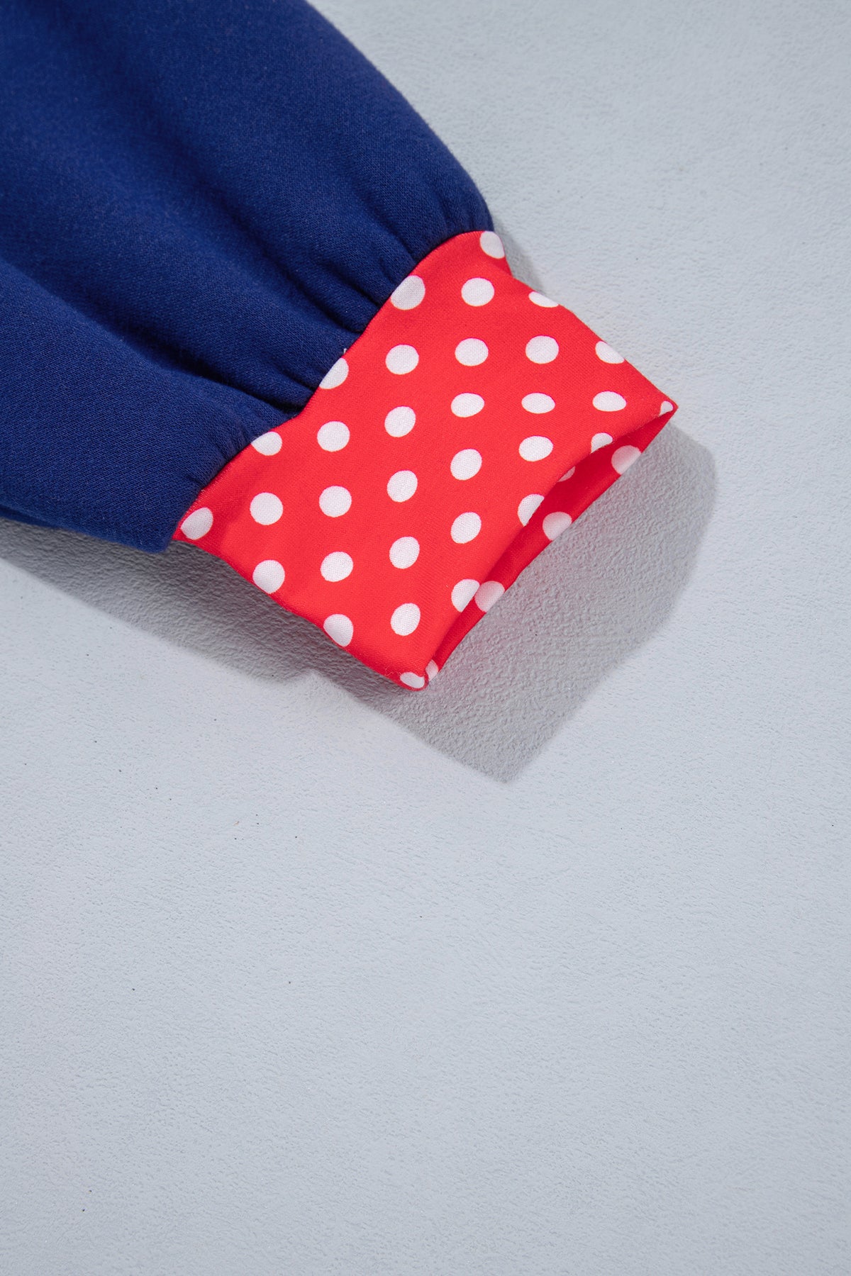 Polka Dot Letter Print Contrast Trim Mock Neck Sweatshirt