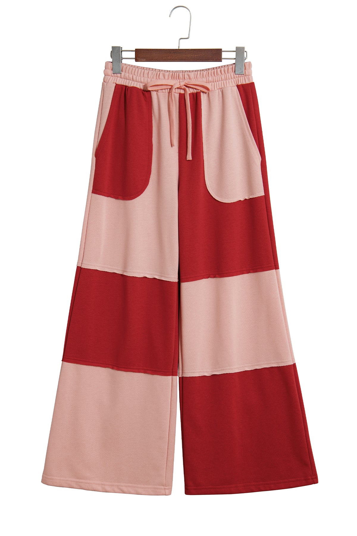 Raw Seam Colorblock Wide Leg Ankle Length Pants