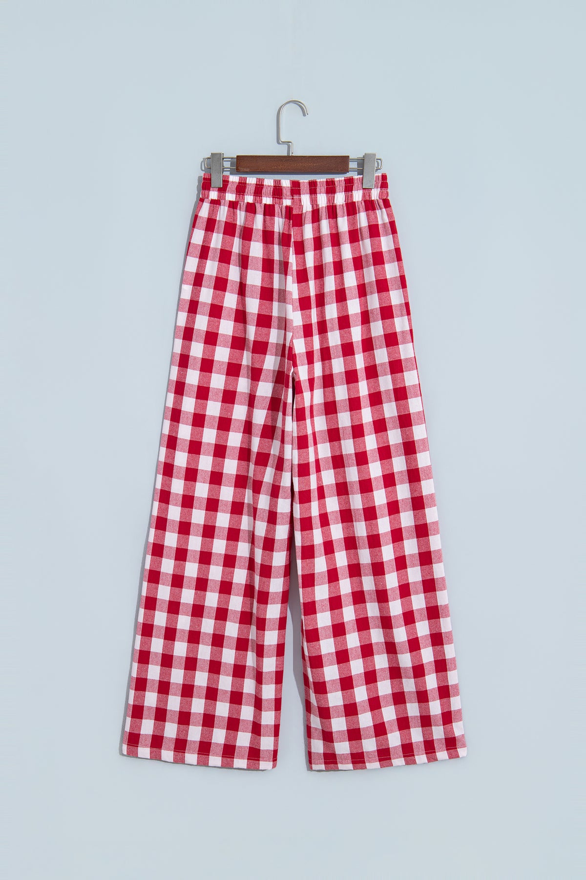 Gingham Plaid Tie Elastic Waist Shift Pants