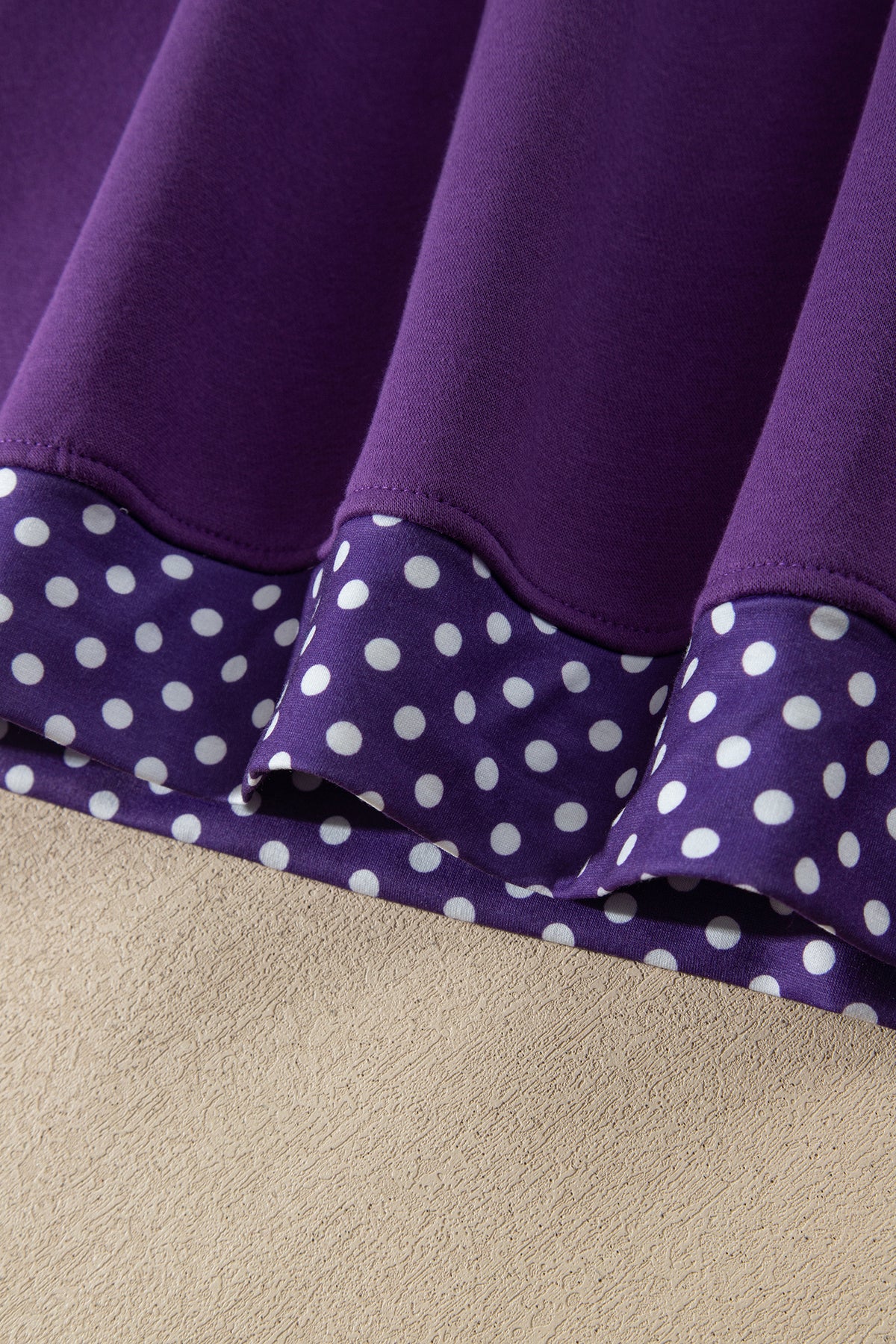 Polka Dot Patchwork Round Neck Plus Size Sweatshirt