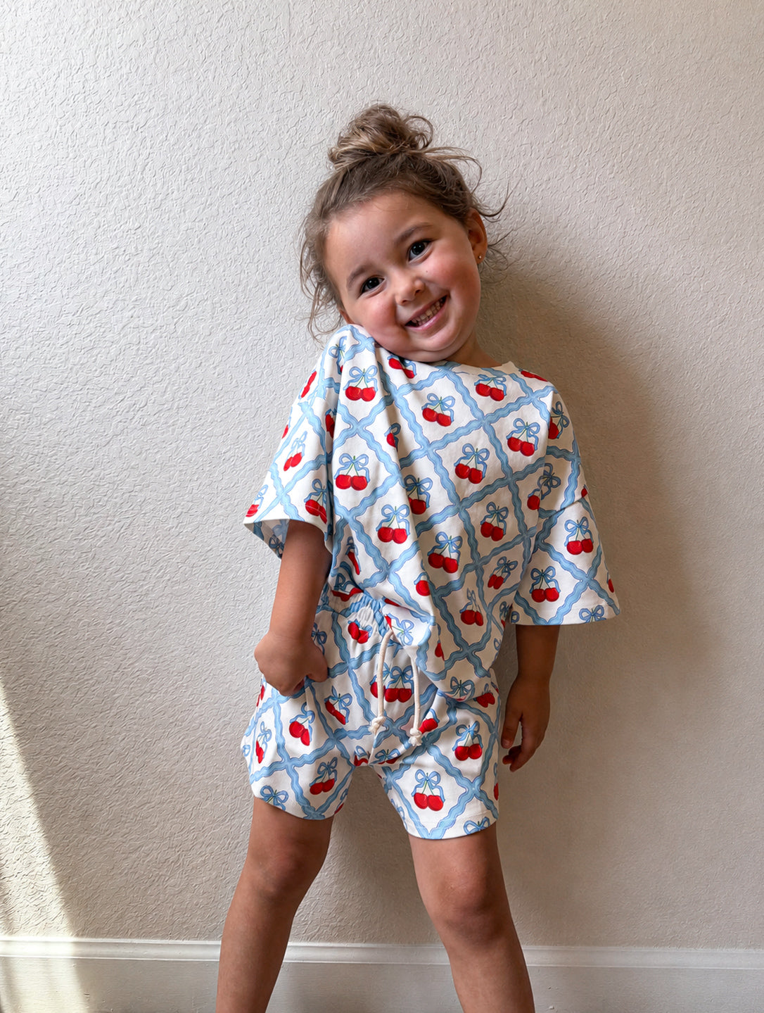 Shorts Set | Blue Cherry Bows