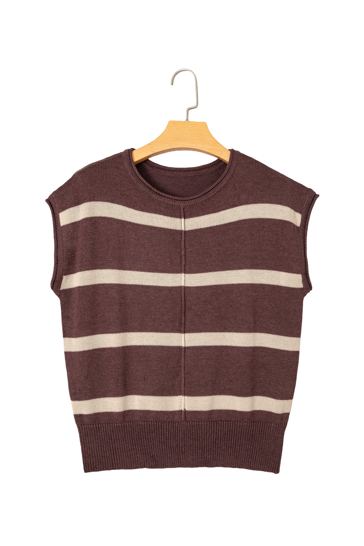 Striped Knit Short Sleeve Sweater