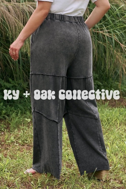 Mineral Wash Exposed Seam Flowy Pants