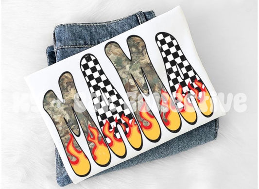 Checkered Camo Flame Mama