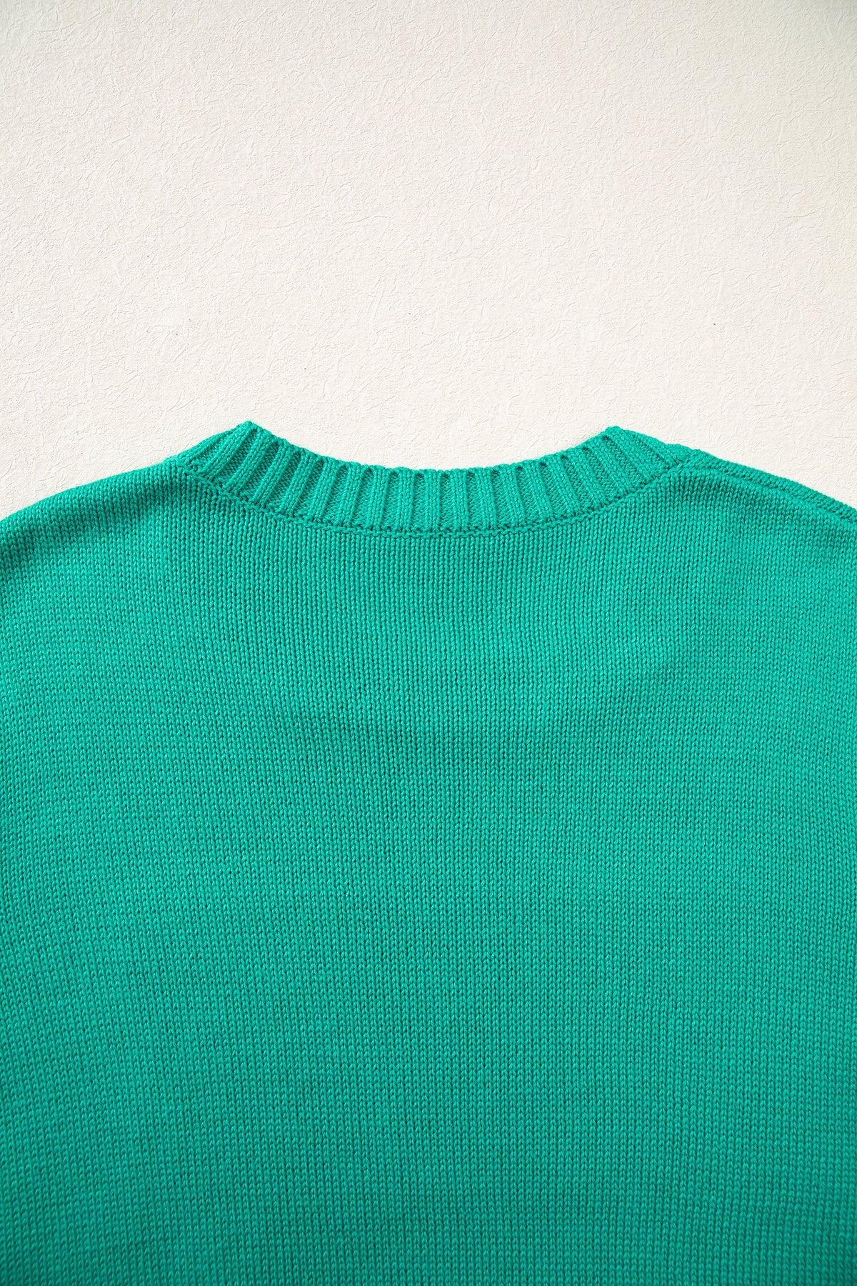 Merry Print Ribbed Trim Round Neck Loose Fit Sweater