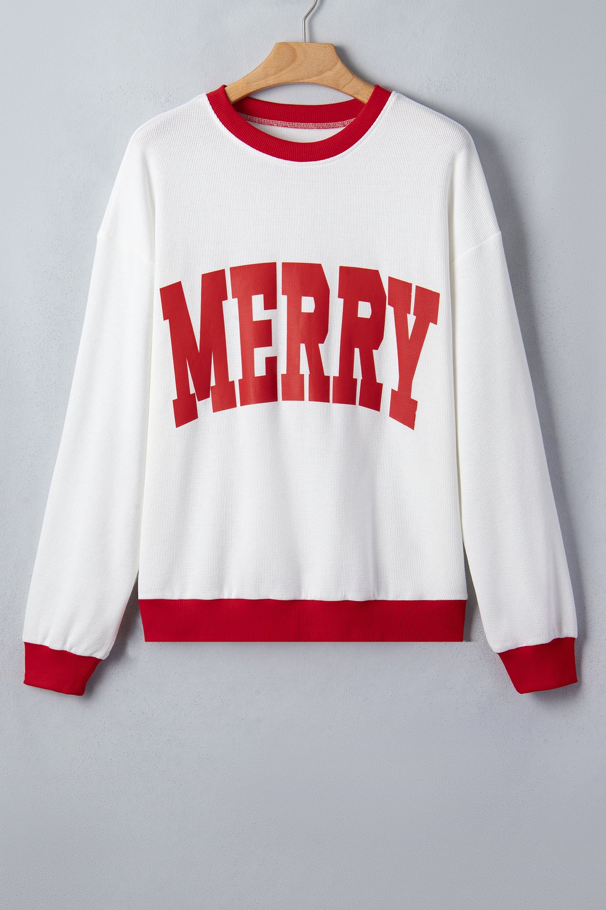 Beige Color Block Trim Merry Sweatshirt