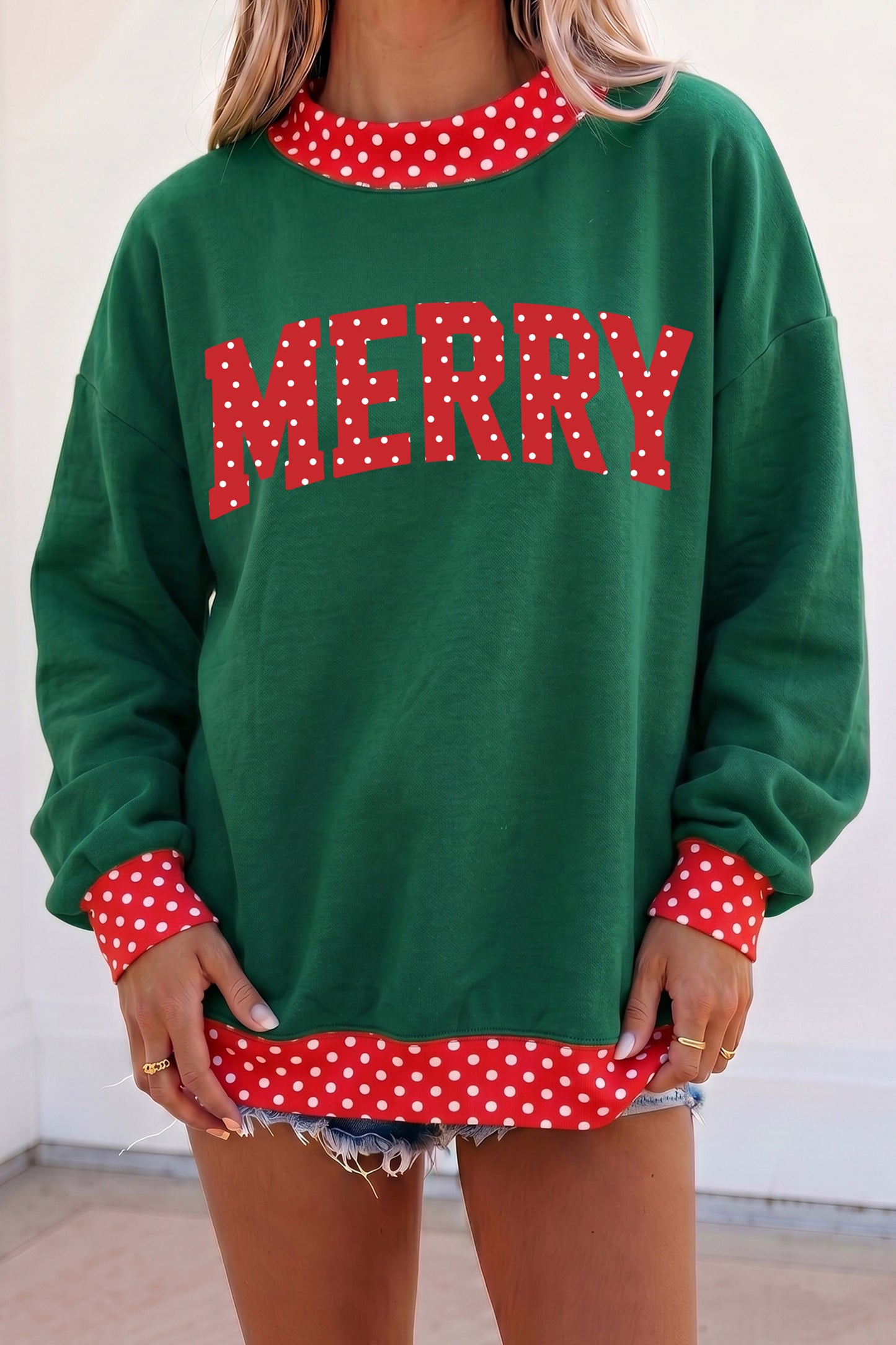 Merry Christmas Polka Dot Sweatshirt