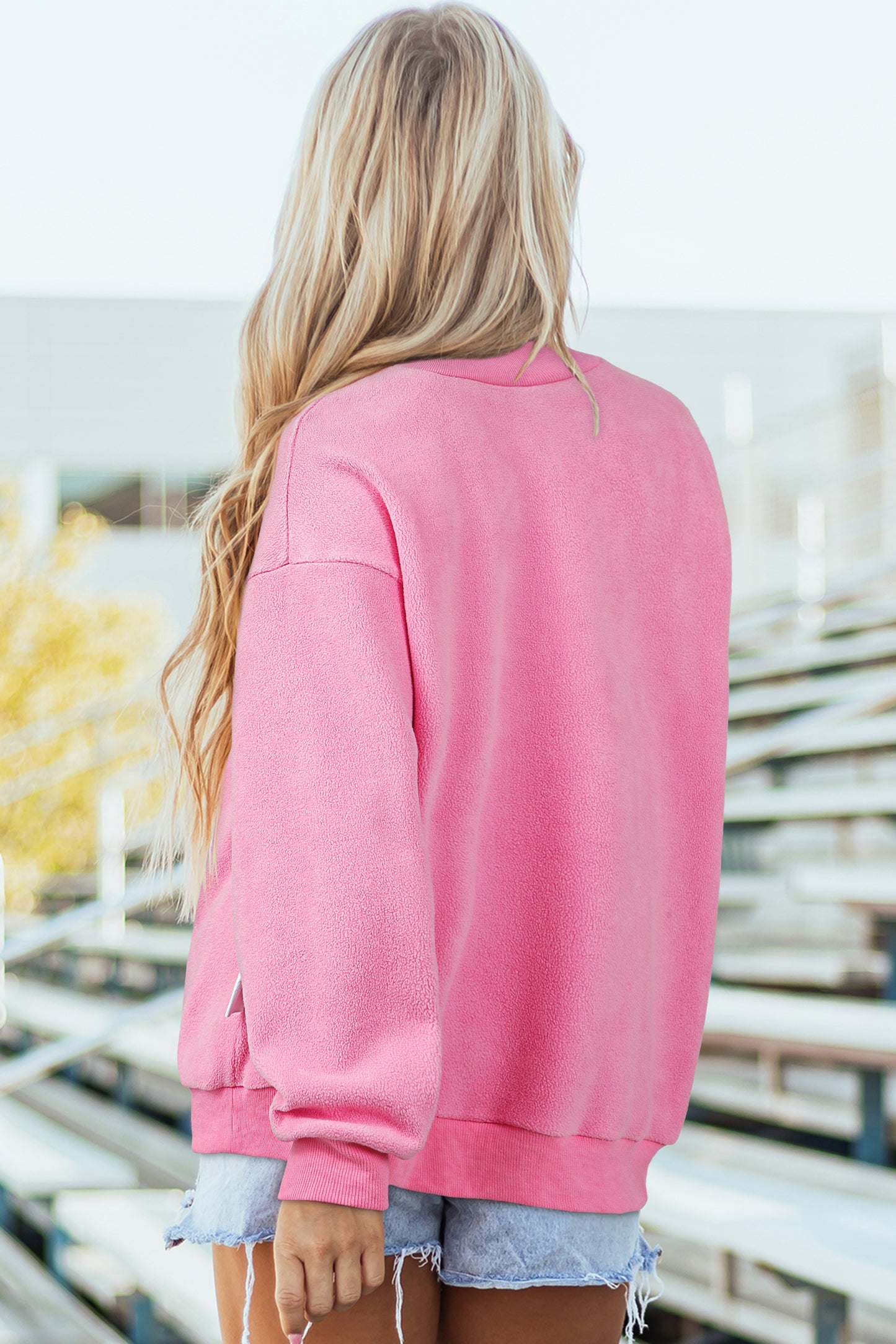 Oversized Drop Shoulder Reversible Mock Neck Sweatshirt