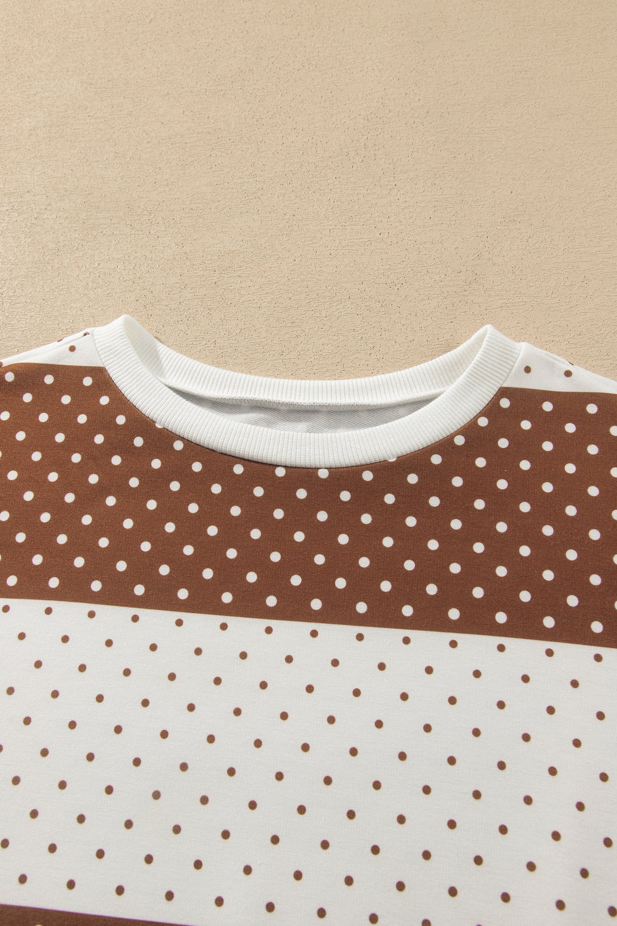 Polka Dot Patchwork Colorblock Long Sleeve Top