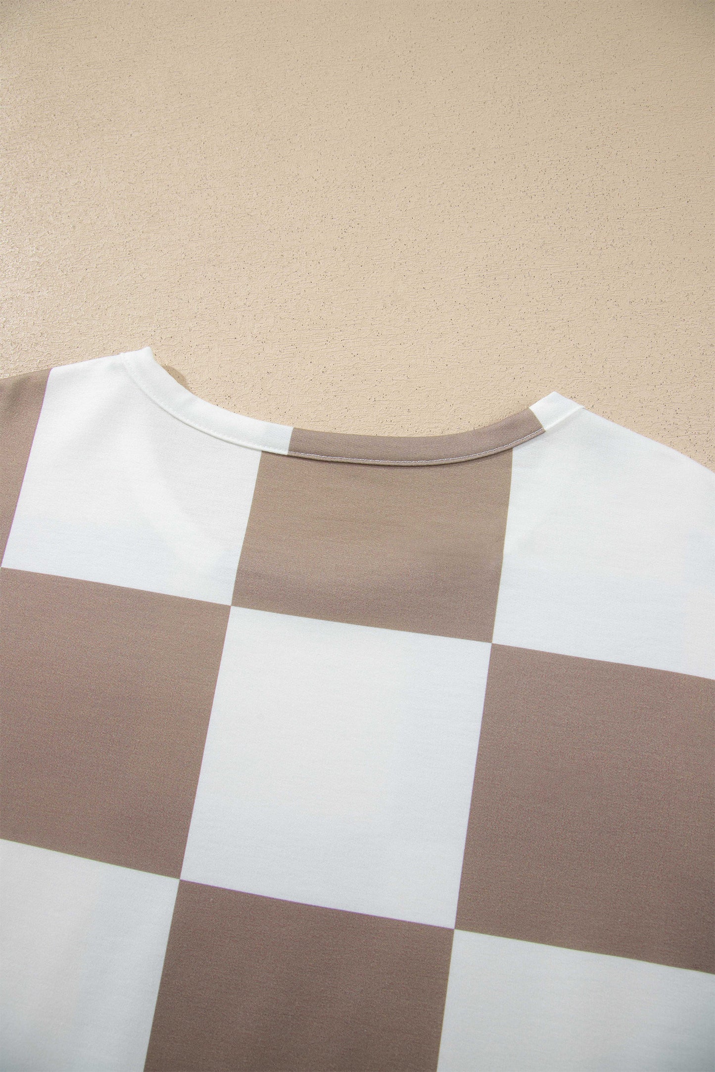 Checkered Long Sleeve Solid Color Shorts Set