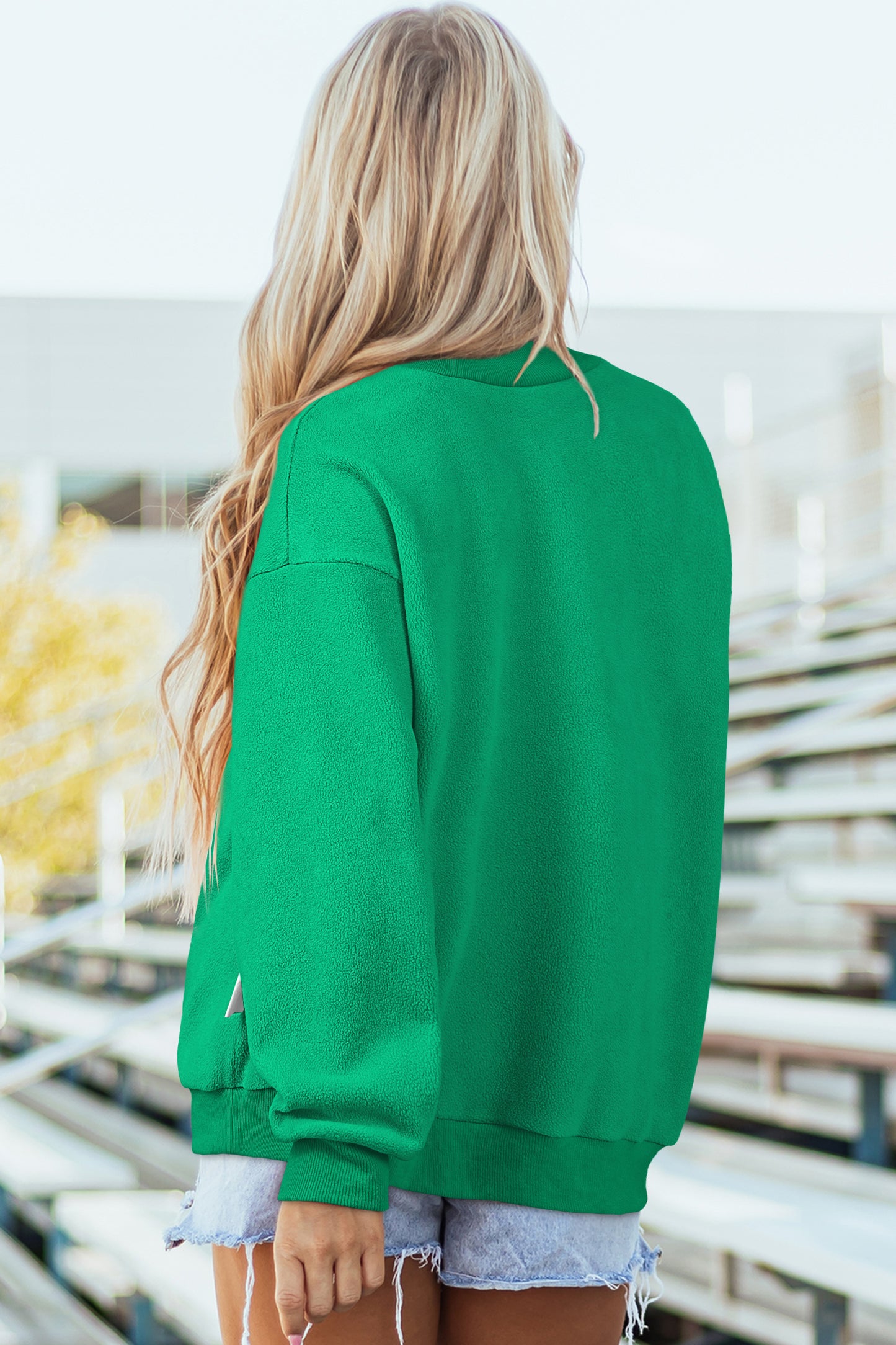 Oversized Drop Shoulder Reversible Mock Neck Sweatshirt